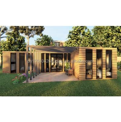 Wooden Container House EU Best Design Wood Grain Glass 20ft 40ft Prefab Home Luxury Container Home Prefab Houses Modern