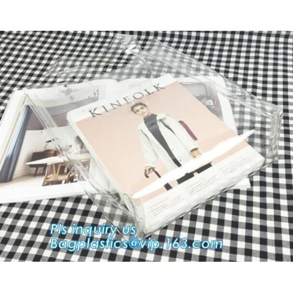 Eco-friendly washable kraft paper with PVC handle bag for women, Die cut handle soft PVC packaging bags for tool, handy