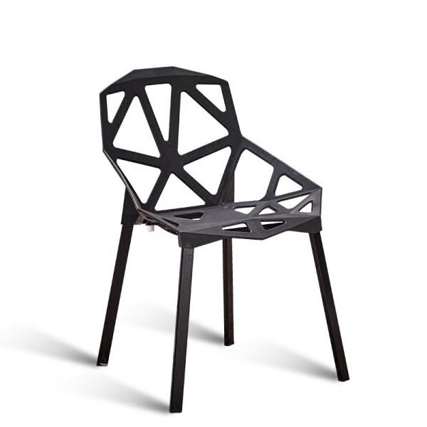 Hollow Modern Metal Dining Chairs , Black Metal Leg Dining Chair