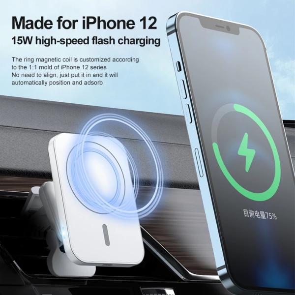 15W QI Wireless Magsafe Charger Magnetic Car Phone Holder 12V 1.5A