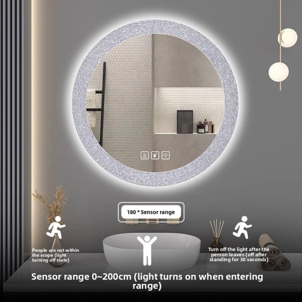 Modern Design Smart Round LED Lighted Bathroom Makeup Mirror with Touch Switch for Home Hotels Commercial Use for Apartments