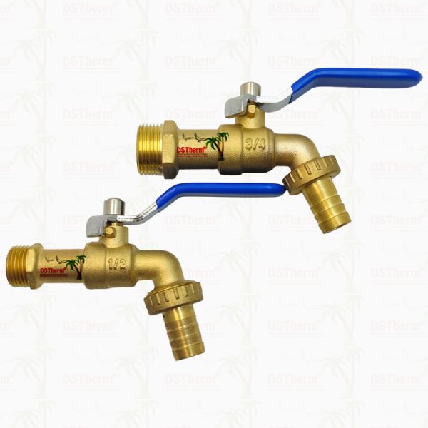 Gold Plated Heavy Duty Classic Blue Iron Handle Bibcocks Spout Faucet Spigot Water Tap 1/2