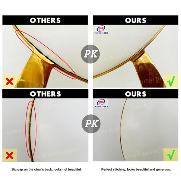 ODM Modern Gold Stainless Steel Chair And Table Hallow Back Design