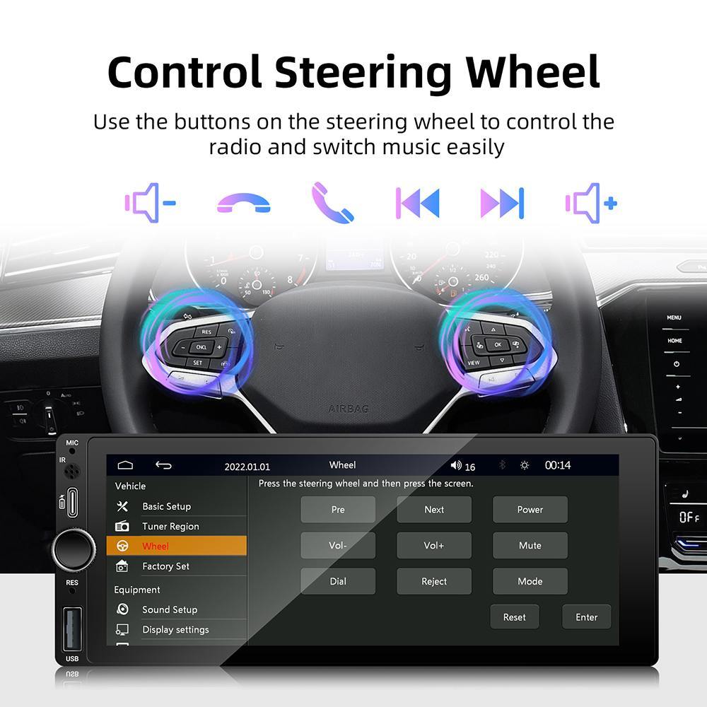 Single DIN 6.86 Inch Touchscreen Multimedia Car Radio With Android Auto Carplay