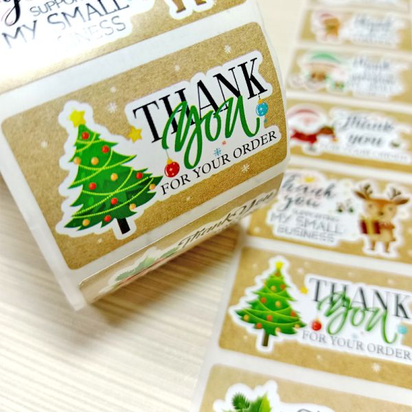 Christmas Gift Thank You Brown Custom Gift Labels Rectangular