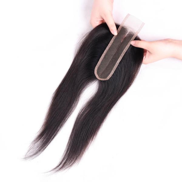 2 X 6 Middle Part Closure Virgin Human Hair Extensions Straight Swiss Lace