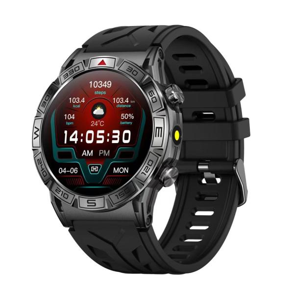 1.43 pouces GPS lampe de poche Smart Watch Surveillance de la santé 107 Sports Mode Android IOS Sports