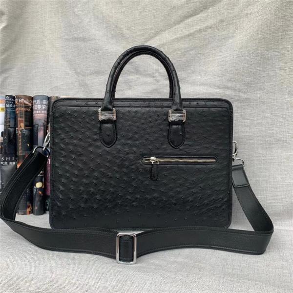 Authentic Real True Ostrich Skin Businessmen Large Laptop Briefcase Shoulder Bag Genuine Leather Top-handle Male Handbag
