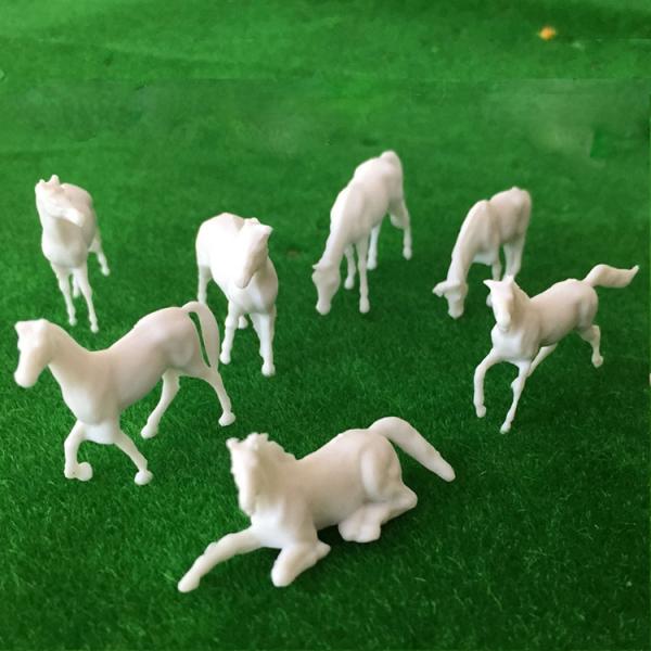 1:87 ABS plastic Model 25mm White Farm Animals Horse 7 Poses for model building