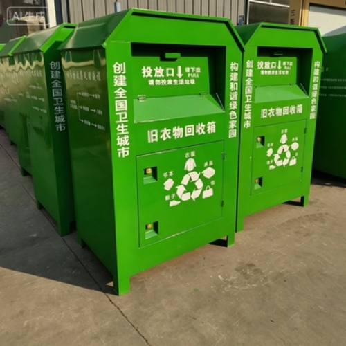 Stainless Steel Used Clothing Recycling Bin, Outdoor Weatherproof Textile Resource Reuse Collection Box for Residential Community
