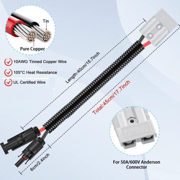 Anderson Style Photovoltaic Solar Cable XLPE Material IP67 Waterproof
