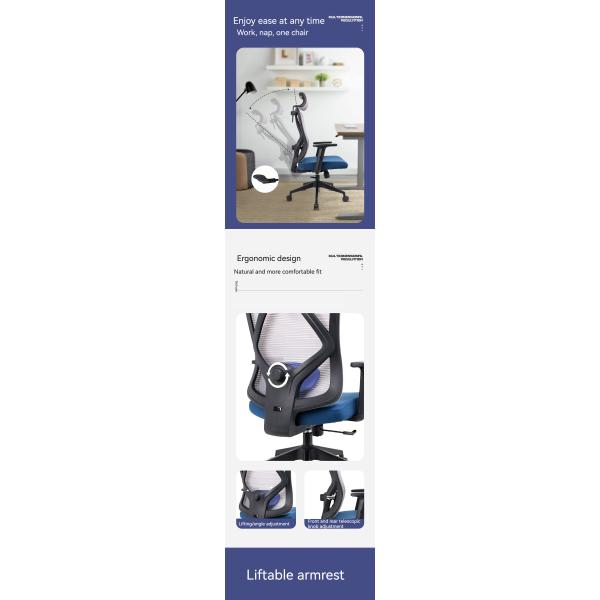 Chaise de bureau en maille de design lombaire ergonomique avec porosité et coussin d'éponge confortable