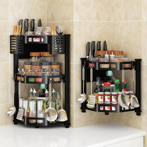SS201 Kitchen Corner Shelf 3 Tier Spice Rack Organizer Bathroom Storage Space Saving