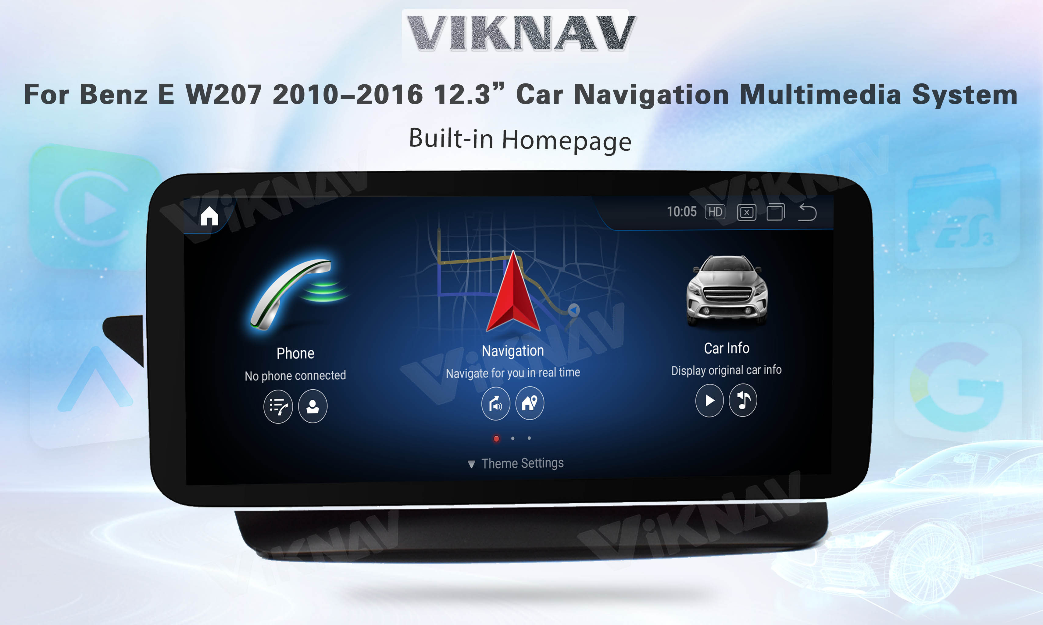 Viknav 12.3 дюймовое радио для автомобилей с Android для Mercedes Benz E W207 2010-2016 GPS навигация DVD мультимедийный проигрыватель ((NTG4.0)