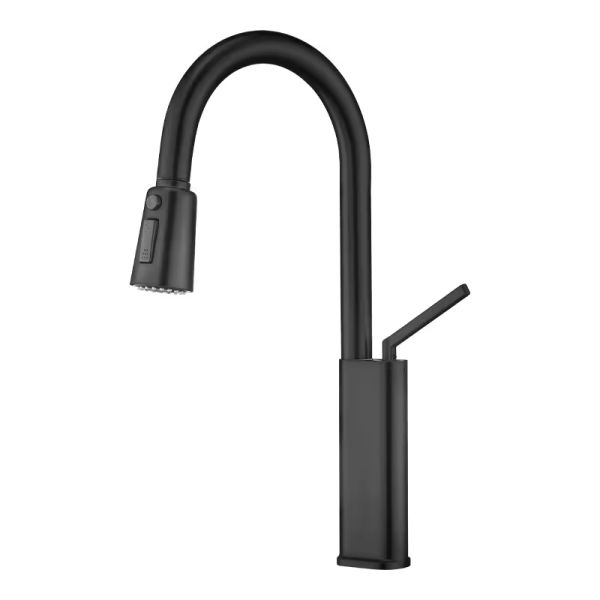 Curved Universal Pull-out Basin Faucet, Adjustable Hot and Cold Water Dual Function Basin Faucet for Kitchen Sink