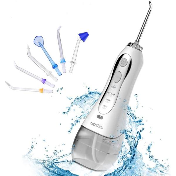 Ipx7 Cordless Portable Rechargeable Water Flosser With 6 Jet Interchangeable Nozzles