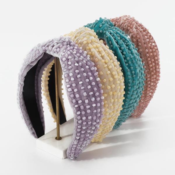 cute Baroque handmade beaded headbands wide fabric headbands with bow hair accessories Yiwu wholesale