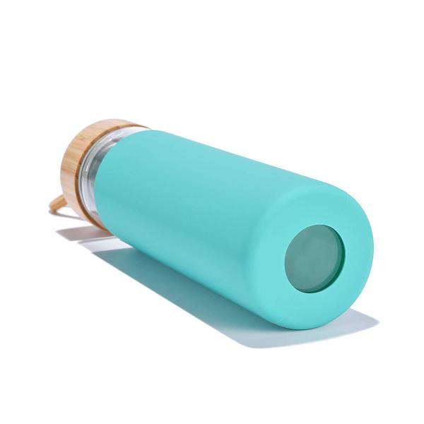 École élégante de design haut de gamme Funky étanche à fuite Bouteille d'eau en verre Bouteille d'eau motivationnelle en verre avec manche portable facile à utiliser et à transporter