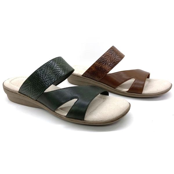 Стильные женские плоские сандалии с кожаным верхним материалом резиновой подошвой