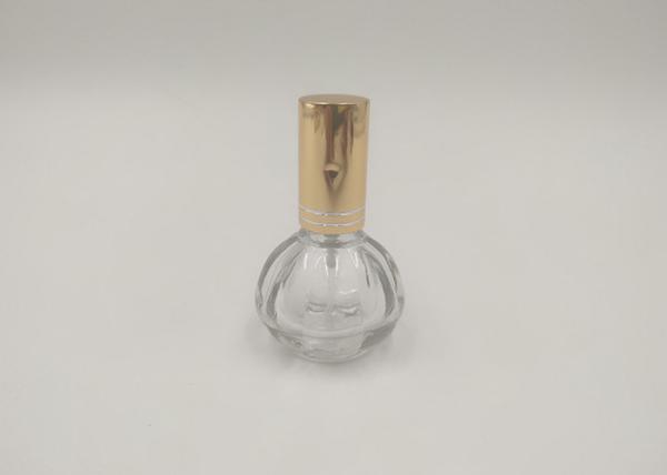 Golden Spray Pump Perfume Glass Bottle Round With Customized Logos Printing