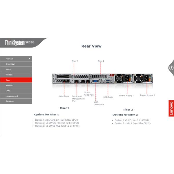 ThinkSystem SR530 Rack Server 1U For Enterprise 2 Processors DDR4 Memory