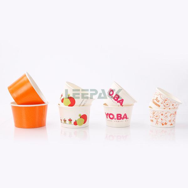 Double PE coating Ice cream container customized disposable 4oz 8oz 10oz 12oz paper bowl ice cream cup with lids