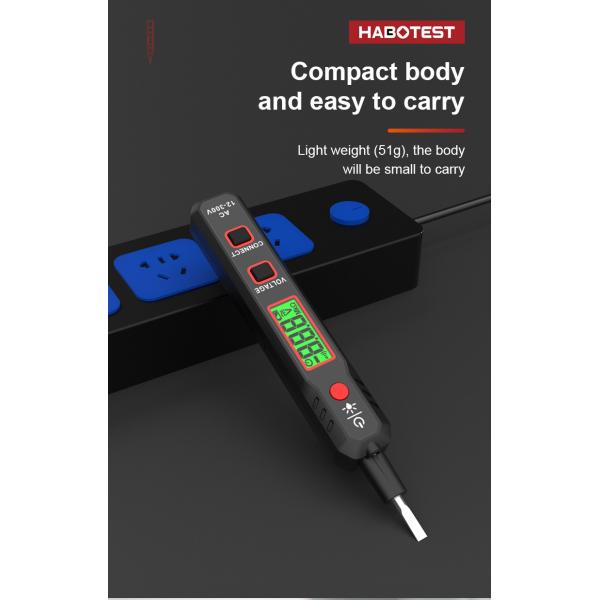HABOTEST Voltage Detector HT89 AC 300V Sensitive Induction Tester Pen Backlight AC Voltage Tester Sound Light Alarm LCD Display