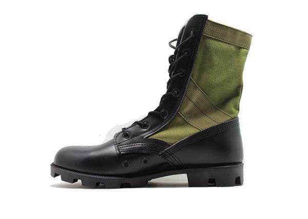 9 Inches Male Black Leather Military Jungle Boots High Molding With Breathable Mesh