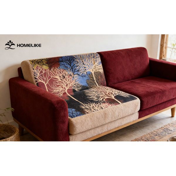 Vacation Rental-style Abstract Trees Printed Velvet for Sofa