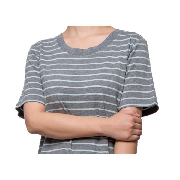 Woman Short Sleeve Ladies Summer Pyjamas Nightwear Bamboo Cotton Stripe Fabric