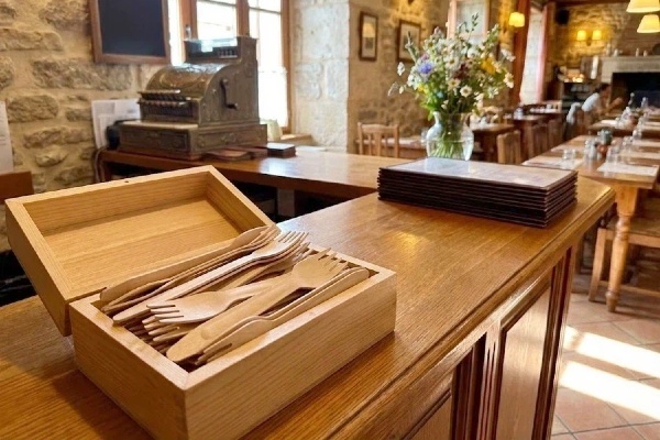 Bulk Bamboo Disposable Tableware Fork 165mm With Stiffener For Steak Salad