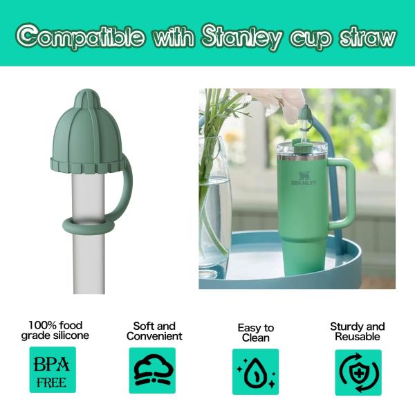 Toppers de paja de flores de silicona Reutilizables cubiertas y tapas para 9-10mm Las pajitas se ajustan Stanley 30 & 40oz Stambler Stanley Cap tapa