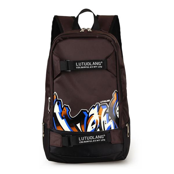 Middle school students bag sports fashion backpack men's shoulder bag printed Oxford cloth bag