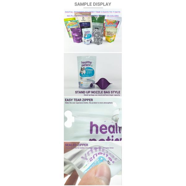 Customized Low MOQ 500-1000pcs Digital Printing Stand up Pouch Bag Aluminum Foil Moisture-proof Stand up Pouch for Food Storage