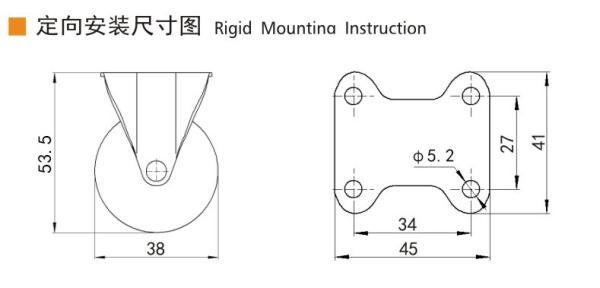 Les rouleaux EDL sont des rouleaux mini-duty de 1,5 pouce 30 kg en TPU par type rigide, pivotant et frein 2015P-72