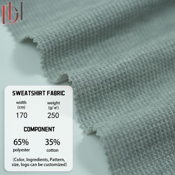 65% Polyester 35% Cotton Poplin Waffle Fabric 250gsm Breathable Wicking Fabric