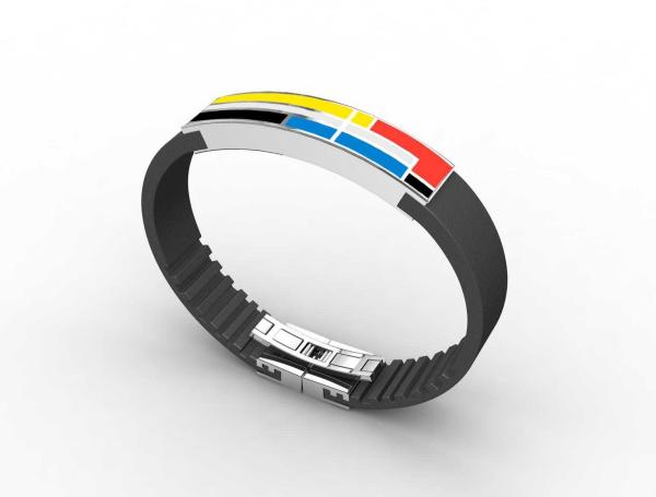 Top Quality Europe Fashion Stainless Steel Genuine Leather Silicone Bangle Bracelet ADB226