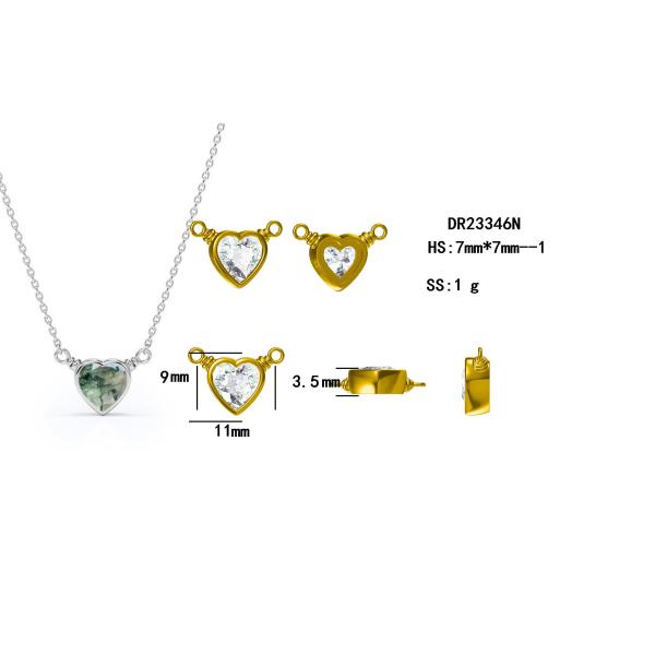 Ожерелье агата мха серебряного простого сердца естественного света 925 гениального элегантного зеленого форменное для продажи