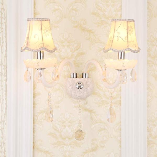 Modern Design LED Luxury Hanging K9 Crystal White Wall Lamps Bedroom Headboard Wall Sconce(WH-OR-162)