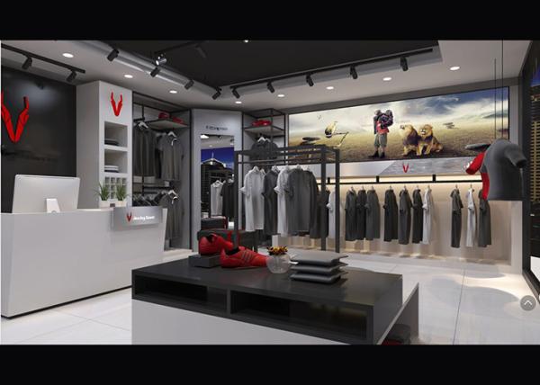 Casual Wear Shop Clothing Display Case , Brand Unique Design Clothes Hanger Stand