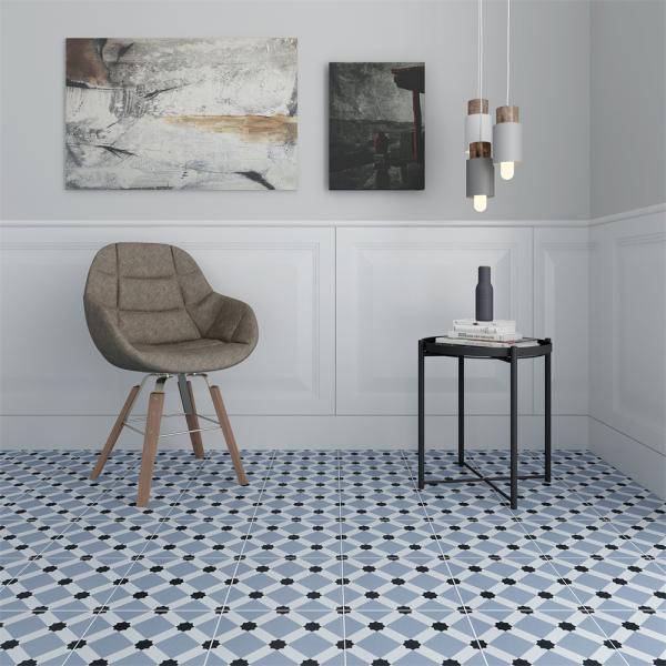Blue Ceramic Rustic Tile 20x20cm Clay Indoor Floor