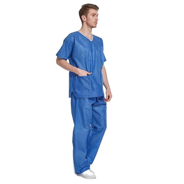 S&J Disposable sms hospital scrub V collar short sleeve unisex medical hospital uniform scrubs