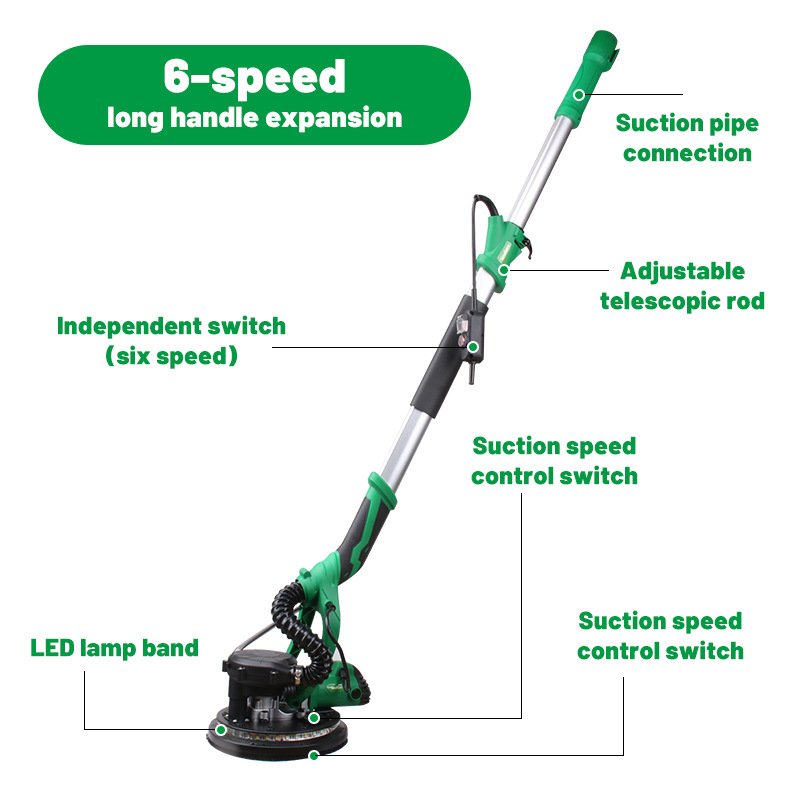 255MM Dustless Wall Sander 220V EU UK Plug Drywall Grinding Machine with Vacuum System