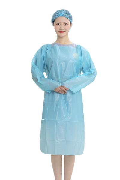 Latex Free Medical Isolation Gown , Cpe Plastic Gown Environment Friendly