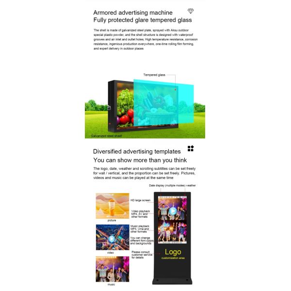 Double-sided Outdoor LCD Digital Signage with 10-Point Capacitive Touch 178/178 View Angle and 110-240V Voltage