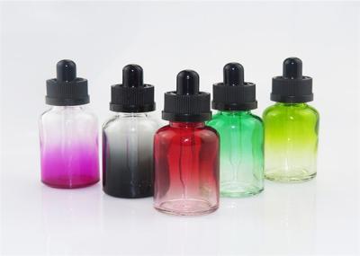 Round Color Gradient Glass Small Dropper Bottles , Olive Oil Glass Bottles With Sharp Pipette