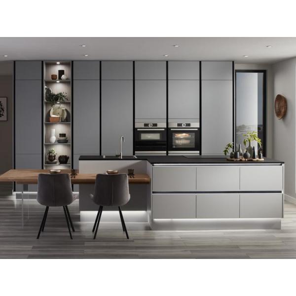 Effortlessly Stylish YALIG Gray Glossy Kitchen Cabinet with Lacquer Finish