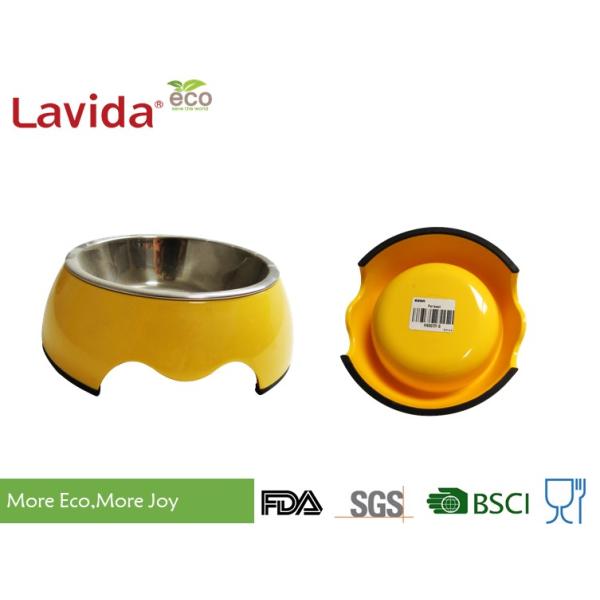 Yellow Heat Resistance Melamine Pet Bowl Unbreakable Tasteless Free Of Heavy Metals