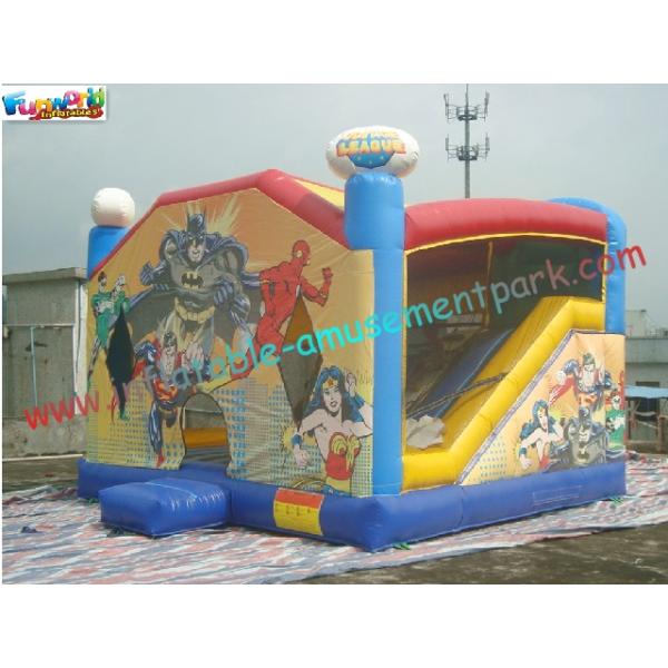 Indoor  / Outdoor Inflatable Bouncer Slide Fire Retardant Justice League