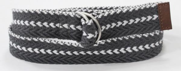 Woven Stripe Polyester Wide Web Belt , Double Steel Rings Striped Webbing Belt